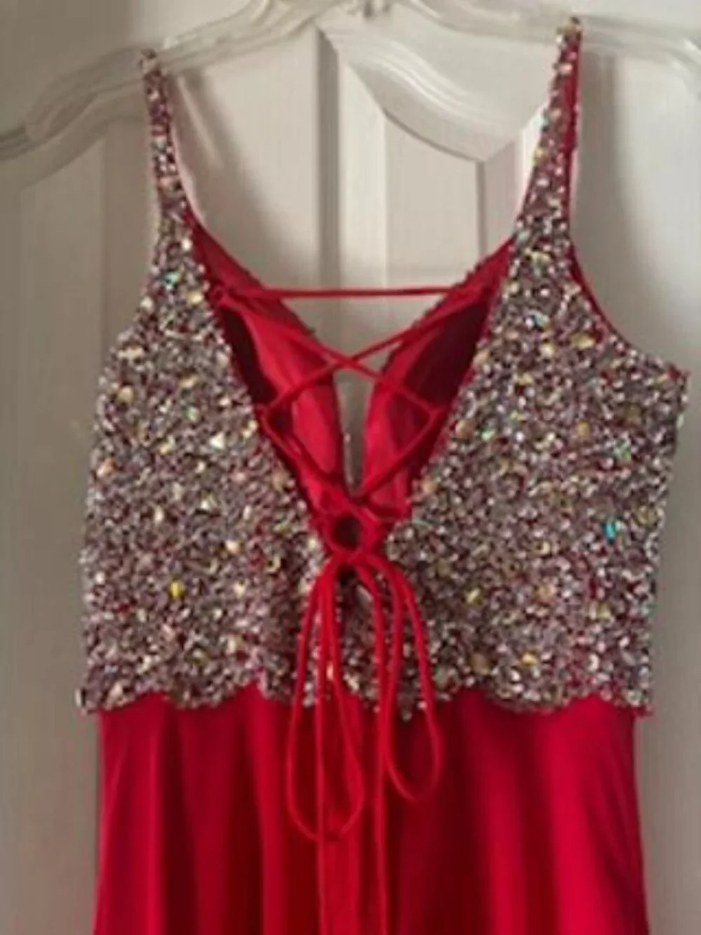 Red and Rhinestone Prom Dress - Picture 4 of 5